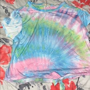 A cropped tyedie tee